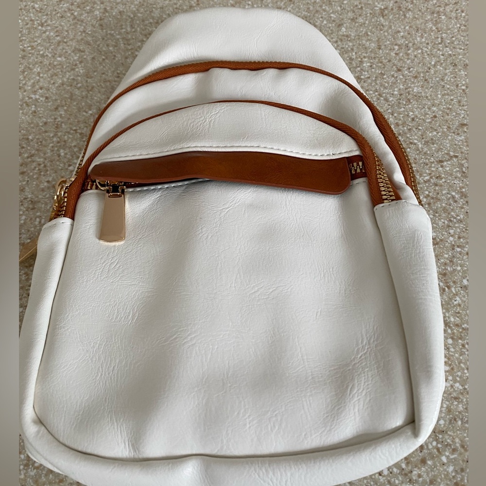 Ivory and Camel Sling Crossbody Bag